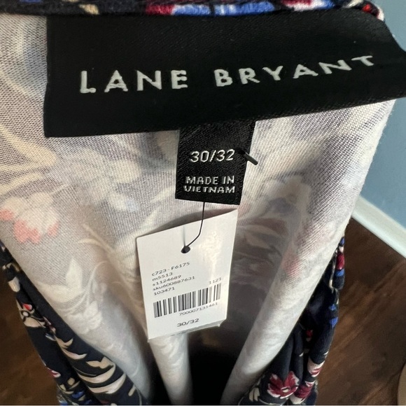 Lane Bryant Floral Blue Long Sleeve Ruched Dress - Picture 8 of 8